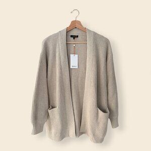 NWT Quince, Organic Cotton Oversized Cardigan, Speckled Beige, Size XS